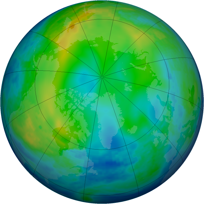 Arctic ozone map for 18 December 1992